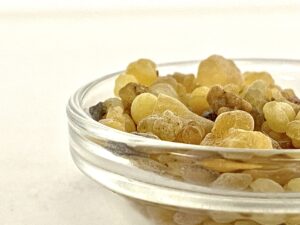 Close-up of golden frankincense (boswellia) resin tears