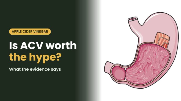 Stomach illustration with the headline: Is ACV worth the hype? What the evidence says