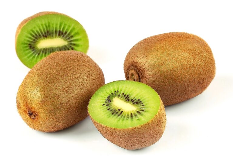Whole and halved kiwifruit