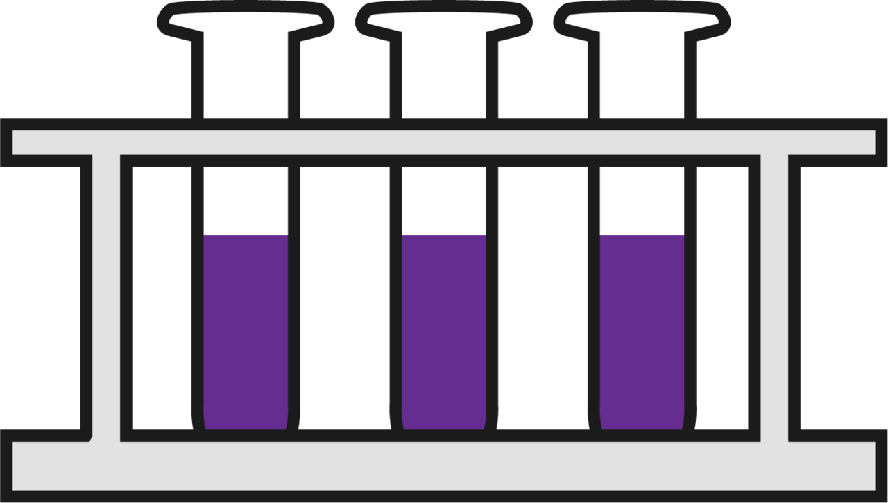 Laboratory test tubes in a rack