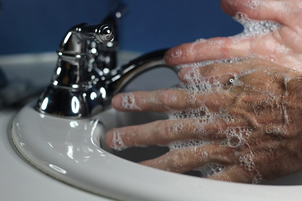 Washing hands with soap